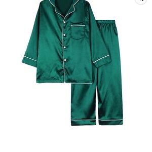 Green Satin Pajama Set